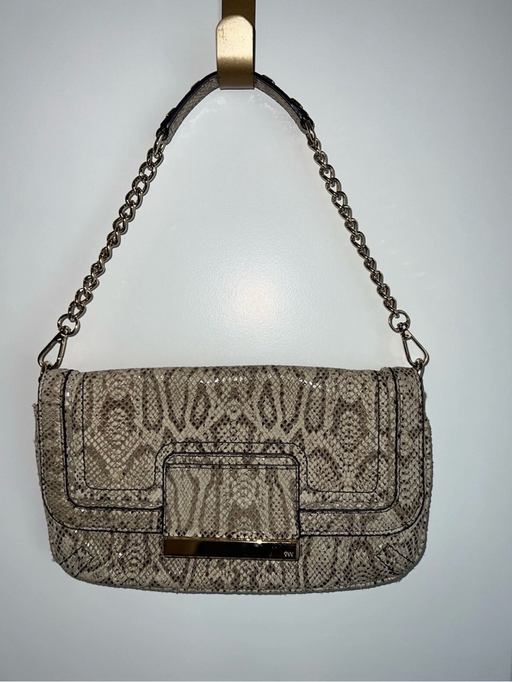 Nine West Small Snakeskin Print Handbag Leather Clutch Purse